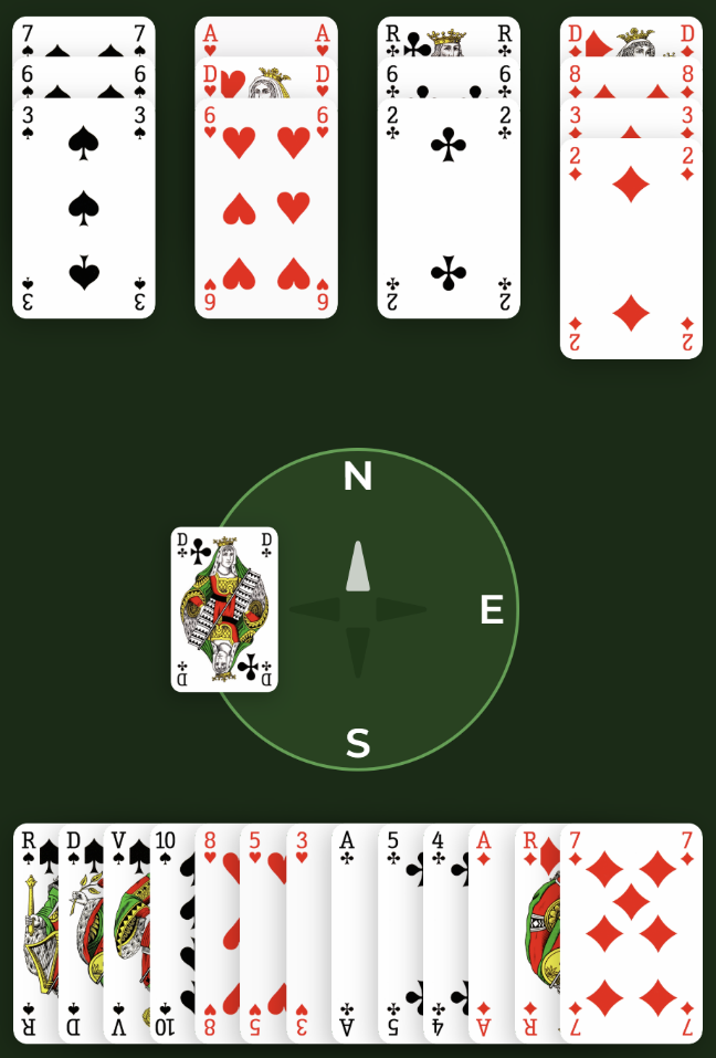Une partie de bridge dans le player